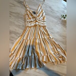 Angie Mustard Yellow, White & Navy Striped Top